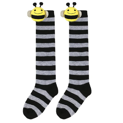 Halloween Knee High Socks Cosplay Striped Stockings for Halloween Girls Bee Costume 7-12Years
