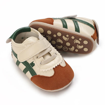 Spring and Autumn Fashion Stripes 0-1 Baby Shoes Baby Shoes Step Front Shoes Rubber Bottom Anti Slip Sneakers
