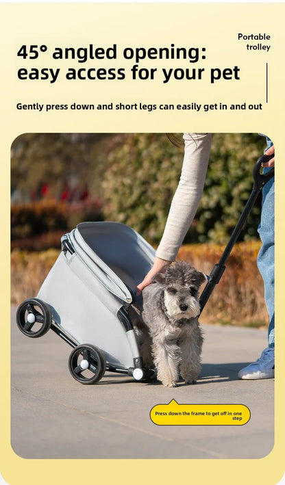Small Dog Pet Stroller Foldable Lightweight Travel Outdoors Cross Border US Europe Pet Trolley Pet Stroller Trolley for Dog