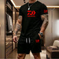 2026 Summer Men's Short Sleeved T-shirt Drawstring Shorts Set Breathable Outdoor Sports Set Men's Daily Fishing Suit