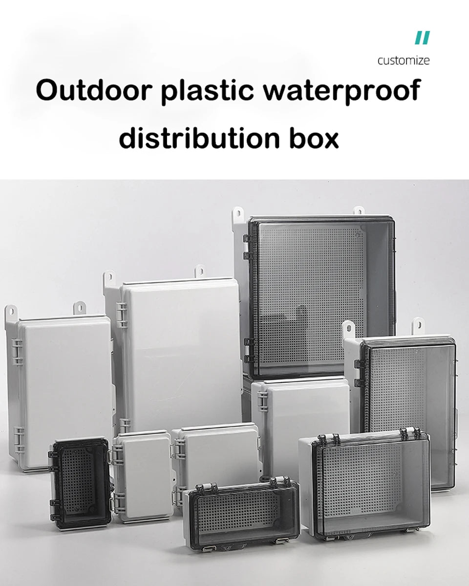 IP67 Waterproof Gray/Transparent Cover Enclosure Juction Box ABS Plastic Outdoor Electronic Instrument Hinge Case