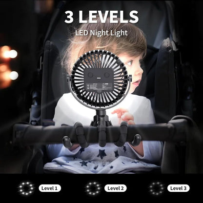 Mini Clip On Fan for Car Seat Crib Baby Stroller Fan Handheld Rechargeable USB Fan Small Cooling Fans Baby Stroller Accessories