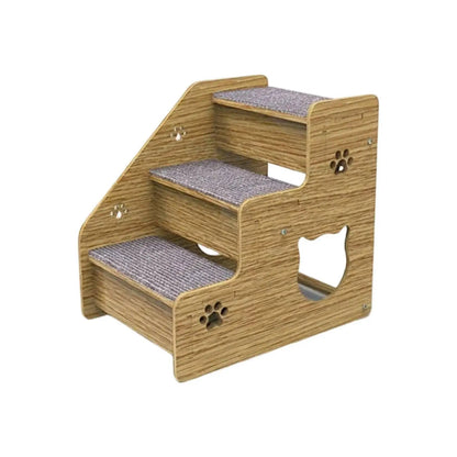 Wooden Pet Stairs Easy Assembly Dog Steps for Bed Sturdy Wood Construction Cat Climbing Steps for Elderly Pets, Sofa, Bedside