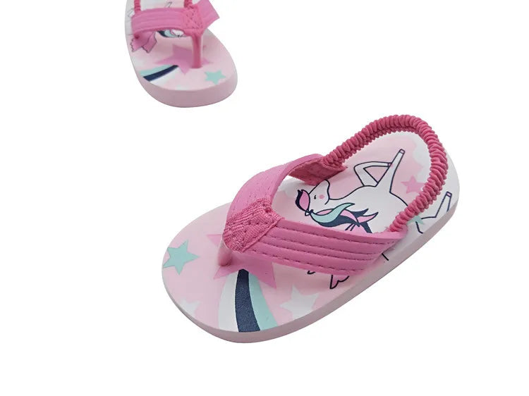 Children Flip Flops Shoes Cartoon Summer EVA Soft Sole Indoor Bathing Anti Fall Girls and Boys Sandals Beach and Pool Slippers
