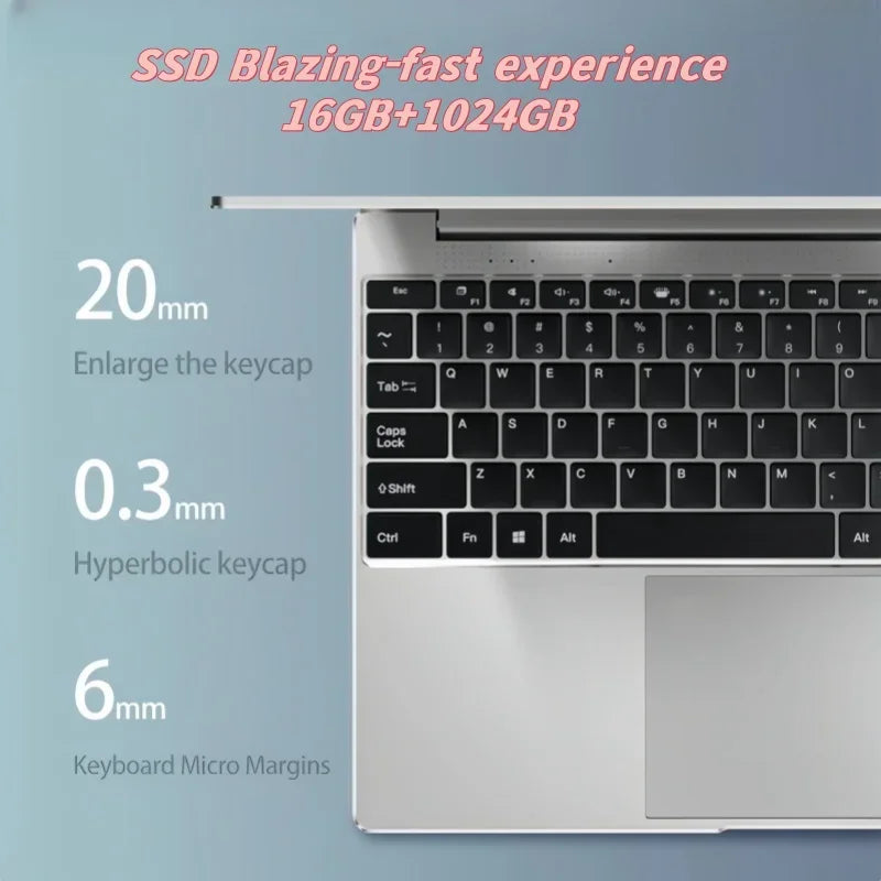 14.1" Gaming Laptop Intel Core I9-9900 32GB+2TB Windows 11 1920x1080 HD Backlit Keyboard Ultra Slim Notebook Computer Office PC