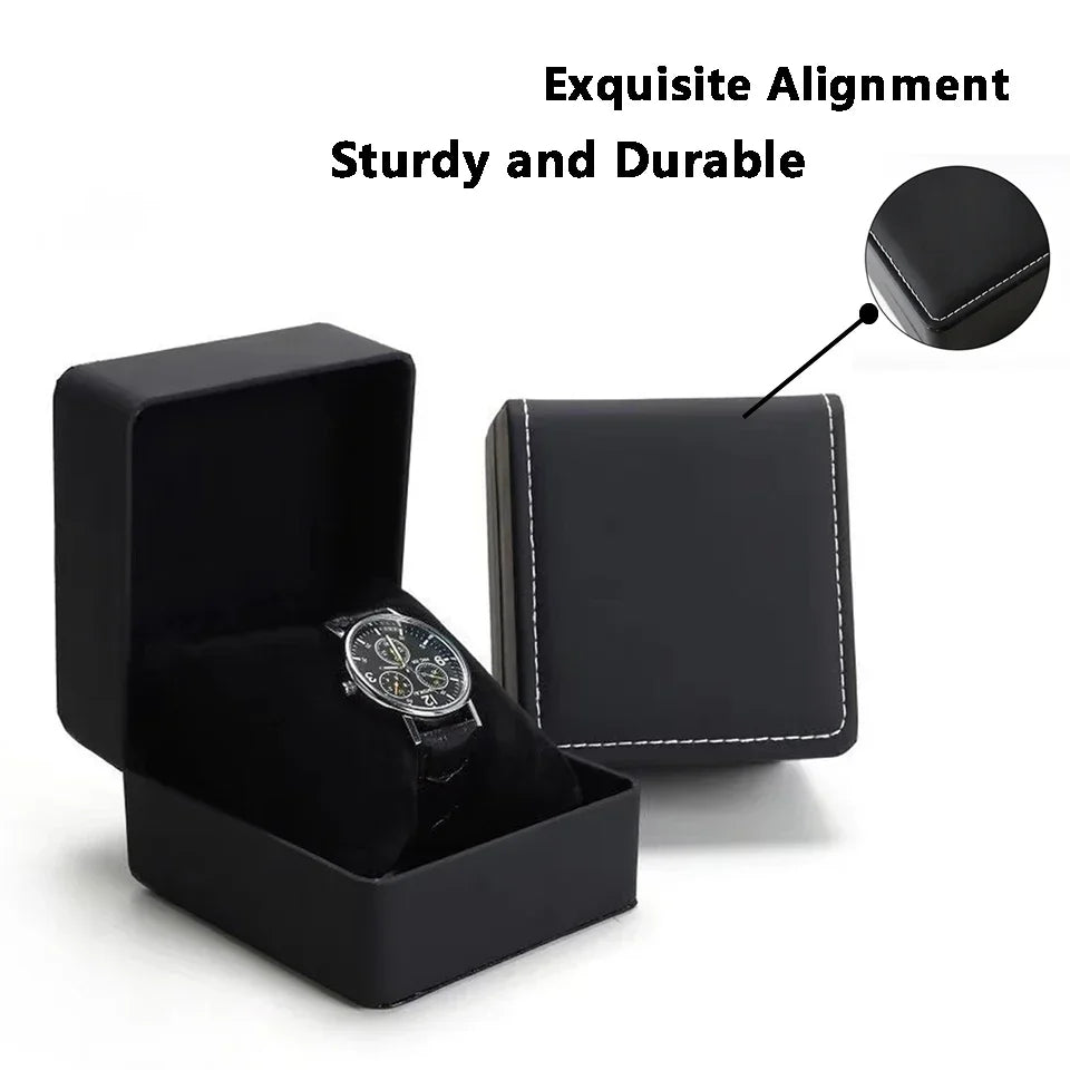 Black Single Watch Gift Box with Pillow PU Leather Wristwatch Display Case Organizer for Men Clamshell PU leather watch case