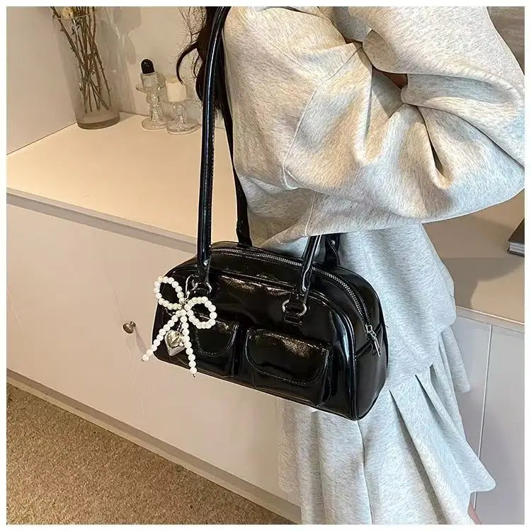 Fashionable Underarm Bow Bag for Women 2024 Korean Edition New Simple Leisure Pillow Bag Trendy Versatile Shoulder Bag
