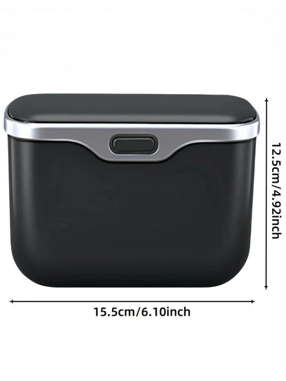 Multifunctional Car Trash Can with Lid Button, Hanging Storage Bin for Wet and Dry Use, Auto Interior Accessories, Organizer Box