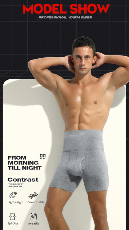 Men's underwear Men's cotton high waist belly large size lengthening anti-wear leg plus fat warm sports boxer shorts
