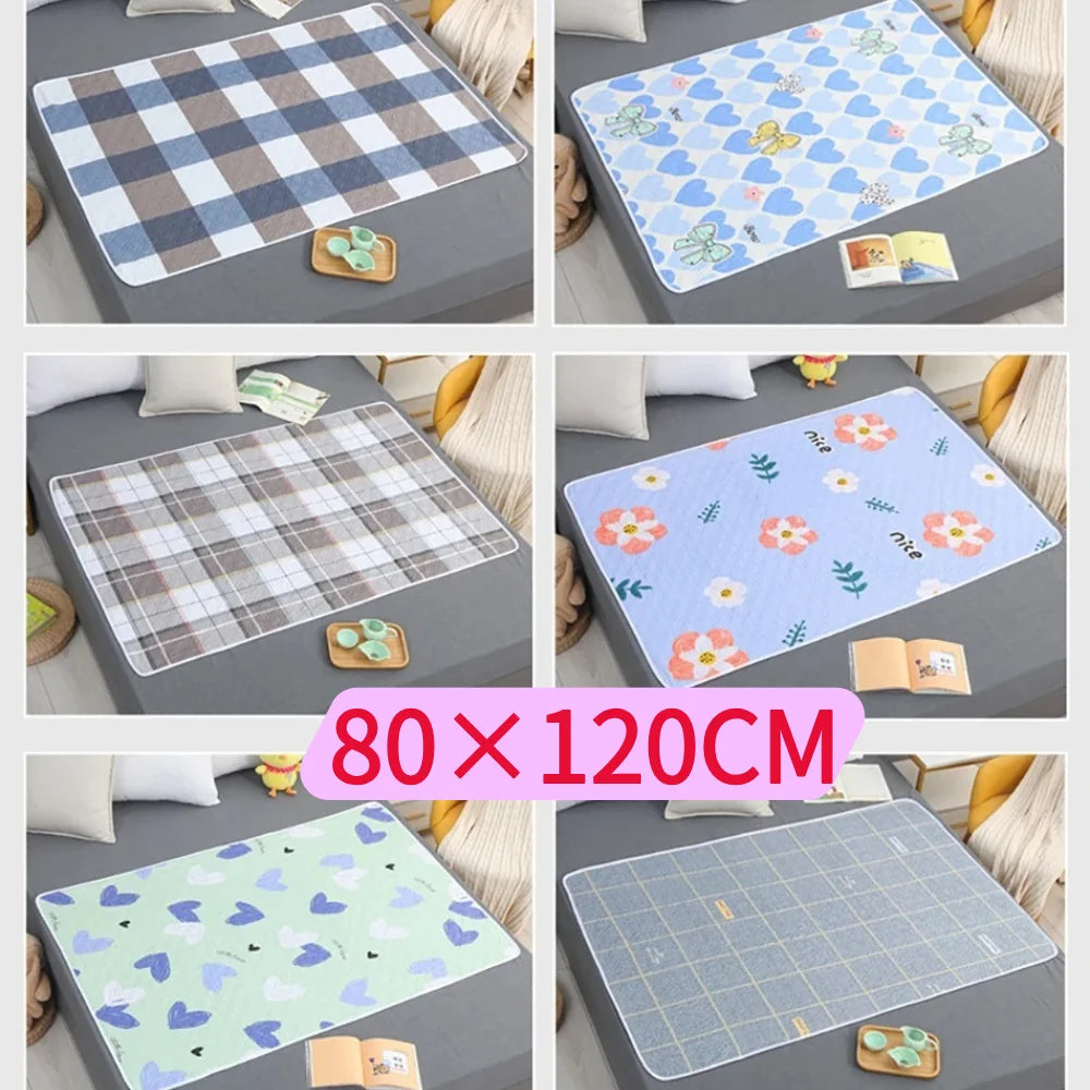 80x120cm cartoon heart, urine separator pad, waterproof, washable, replaceable, night and menstrual protection for baby care