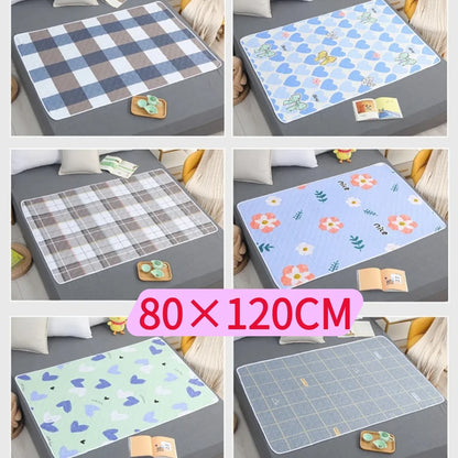 80x120cm cartoon heart, urine separator pad, waterproof, washable, replaceable, night and menstrual protection for baby care