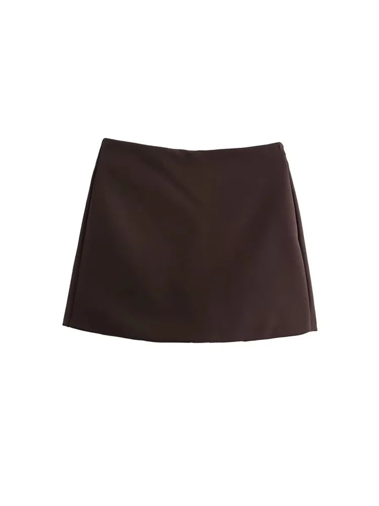 High Waist Solid Skort for Women Fashion Side Zipper Female Shorts Skirts Mujer