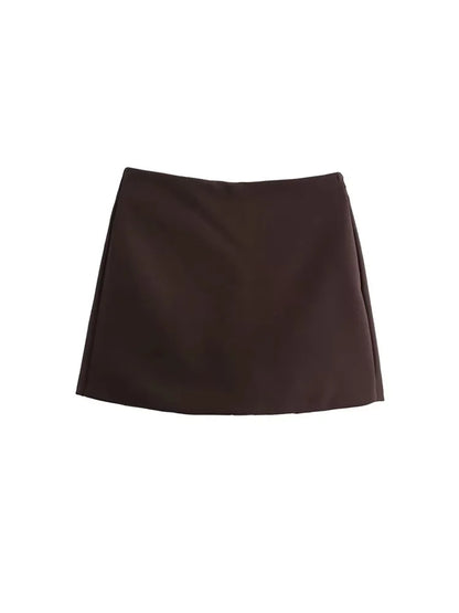 High Waist Solid Skort for Women Fashion Side Zipper Female Shorts Skirts Mujer