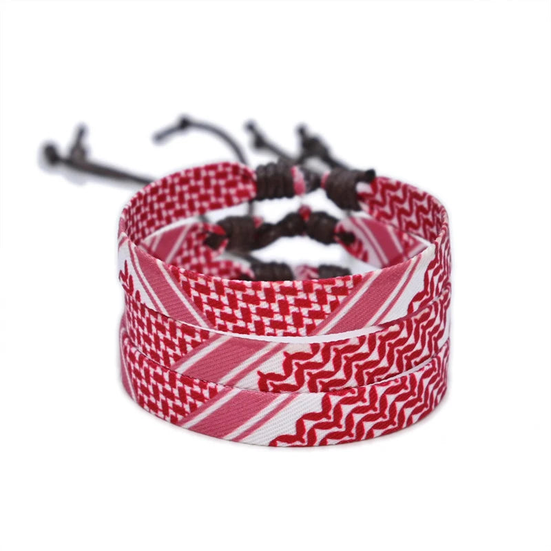 Geometric Polka Dot Palestine Bracelet for Men Women Hand Multicolor Weave Arabic Style Gaza Flag Jewelry Accessories