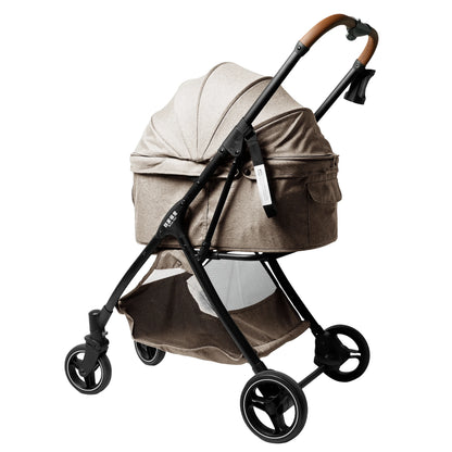 Breathable Large Space Pet Stroller One-Click Foldable Detachable Hand Cart For Dogs Cats Outdoor Travel