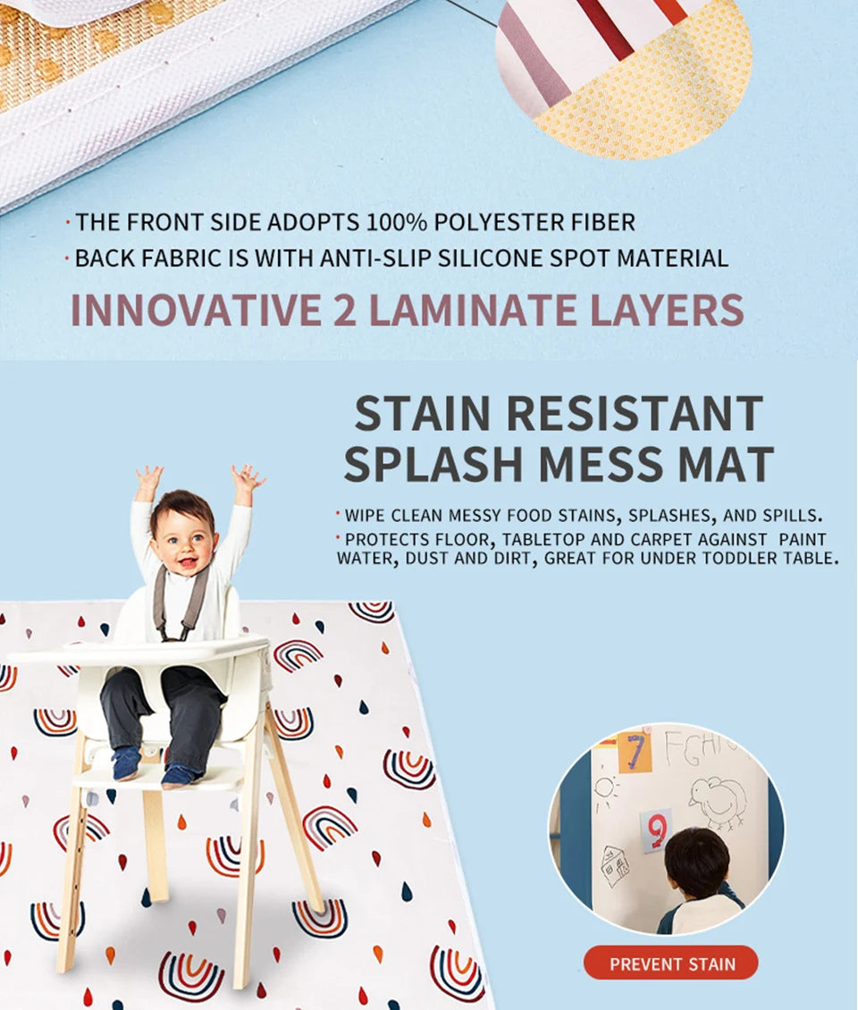 Happy Flute Baby Play Mat, Baby Crawling Mat Portable Waterproof , Anti-Slip Folding Mat Playmat For Baby Indoor Or Outdoor Use