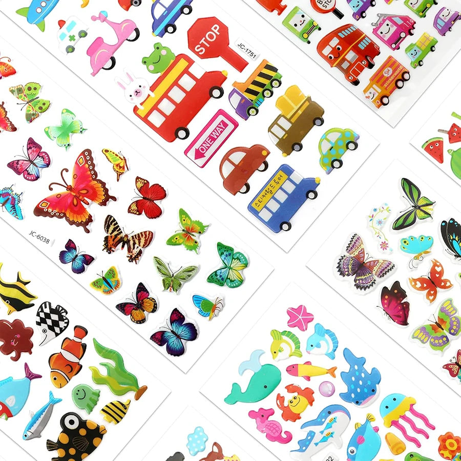 12/24pcs 3D Cartoon Bubble Stickers More Than 100+ Styles Random DIY Decoration Graffiti Stickers for Diary Luggage Laptop