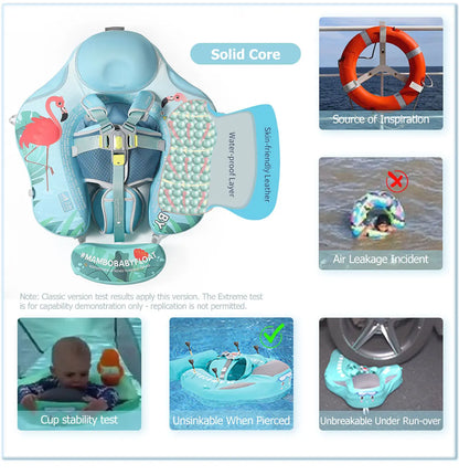 Mambobaby Gentle Skin-Safe Flamingo Air-Free Chest Float with Flat Canopy B503-143-W-Z Baby Swimming Ring Infant Water Circle