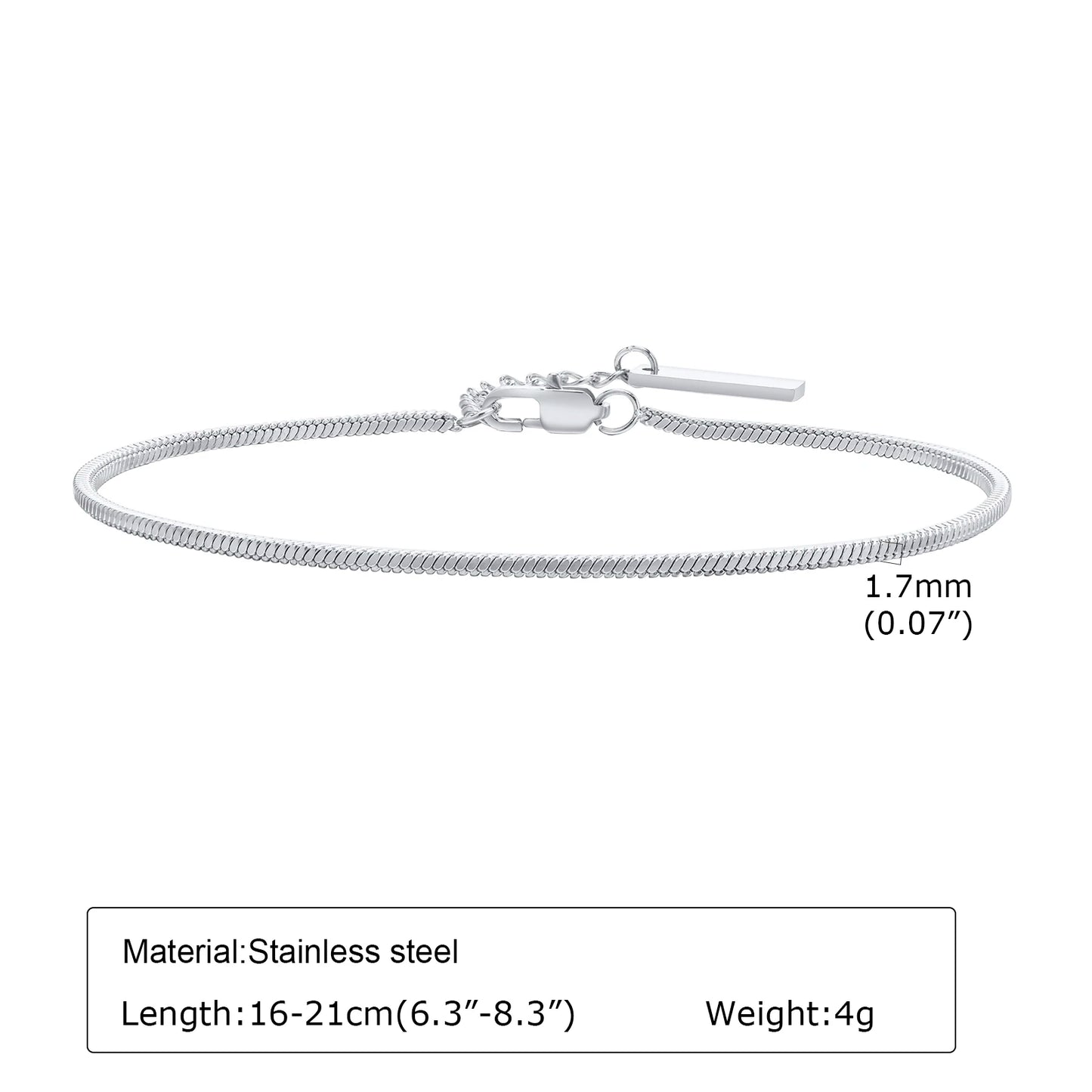 Women Chain Bracelet Silver Color, Stainless Steel Link Stackable Bracelets, Layered Waterproof Gifts