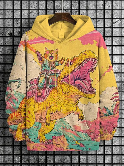 2026 Men's Hoodies Funny Cat Dinosaur UFO Art 3D Printed Cartoon Sweatshirt Men Women Tracksuit Oversized Casual Street Y2k Coat