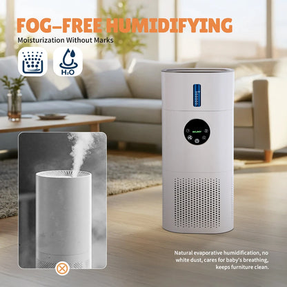ROUNY 2-in-1 Air Purifier & Humidifier, Multi-Function Appliance, Deodorizing & Fog-Free Humidification, White