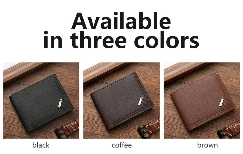 Men's Short Frosted Leather Wallet, Multi-Slot Coin Pocket Photo Holder Small Men's Wallet