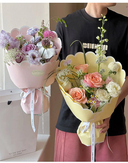 Valentine'S Day Aesthetics Wave Border Flower Wrapping Paper Art Dopamine Butterfly Bouquet Korean Wrapping Paper For Flowers
