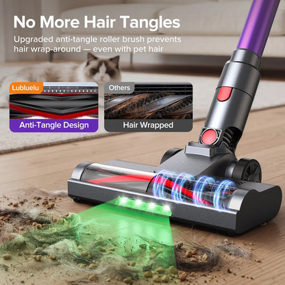 Lubluelu P7 300W/35KPA Cordless Vacuum Cleaner, 30Mins Self-Standing Vacuum Cleaners for Home, Anti-Tangle Stick Vacuum