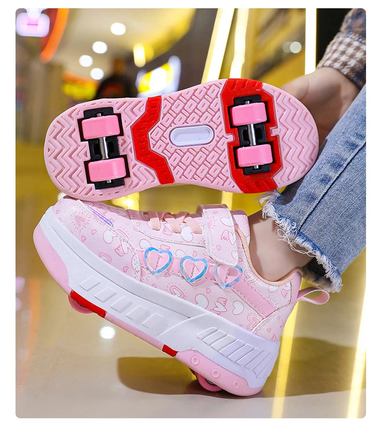 Roller Skate Shoes Kids Sneakers With Wheels Children Roller Skates Fashion Outdoor Sports Shoes Girls Boys Gifts Breathable New