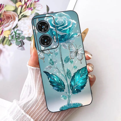 Case For Motorola Edge 50 Fusion Cover XT2429-1 Popular Flower Soft Black Silicone Phone Cases For Motorola G96 5G MotoG96 Funda