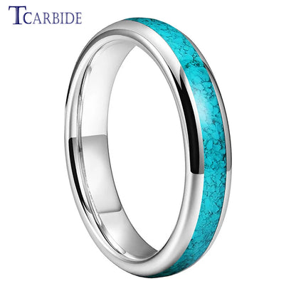 4MM 6MM 8MM Multicolor Turquoise Ring Men Women Beautiful Tungsten Engagement Wedding Band Domed Polished Finish Comfort Fit