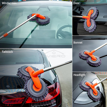 1X Car Cleaning Wash Multipurpose Kit Microfiber Brush Mop Sponge Wipe Auto Home Tools Universal Clean Accessories Yellow Gray