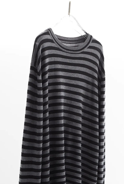 Classic Striped Long Sleeve T-Shirt Casual Versatile Knitted Pullover Top for Women 2026 Spring New Style