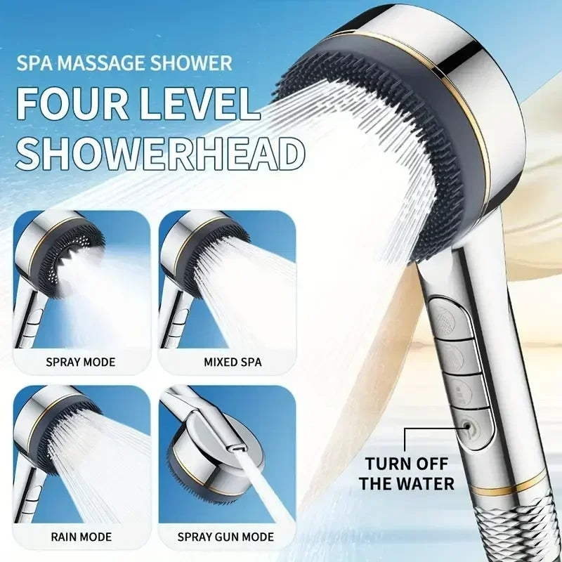 Four-speed Adjustment Filtered Supercharged Shower Head With Multi-functional Water Seal Home Shower Bathroom Accessories