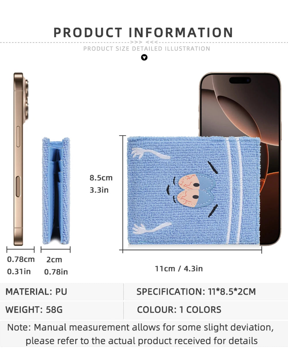 Plush Cartoon Wallet for Women Soft Fuzzy Surface PU Leather Coin Purse with Zip Closure Cute Casual Gift for Girls