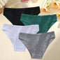 4PCS/SET Women's Cotton Panties Sexy Soft Striped Underpants 12 Solid Color Briefs Female Comfortable Stretch Lingerie M-XL