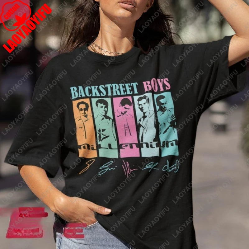 Backstreet Boys Millennium Tour Music Vintage Tshirt Men Women Hipster Popular Tops Summer Fashion Streetwear Unisex Tees Gift