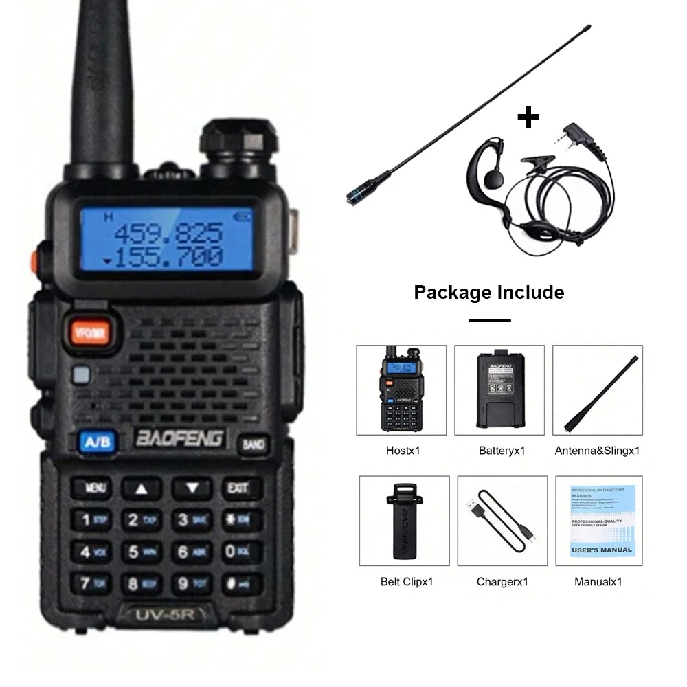 Baofeng UV-5R USB Lange Afstand Dual Band Ham Amateur Met Vhf Uhf Fm CB 128CH 2200mAh Portable Handheld Long Range Two Way Radio