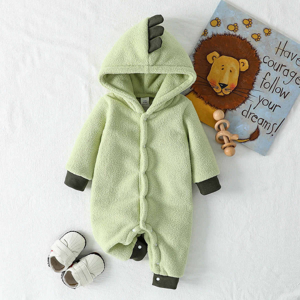 2025 Autumn /Winter Newborn Baby Boy/Girls Warm Fleece Romper Jumpsuit Solid Infant Hooded Jumpsuit Baby Cute Clothing For 0-1Y