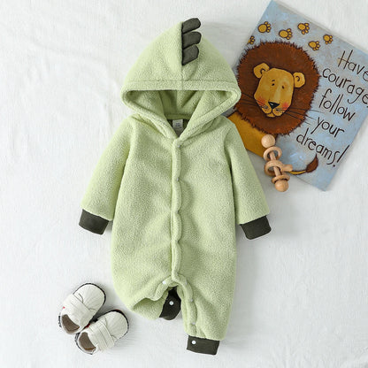 2025 Autumn /Winter Newborn Baby Boy/Girls Warm Fleece Romper Jumpsuit Solid Infant Hooded Jumpsuit Baby Cute Clothing For 0-1Y