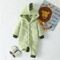 2025 Autumn /Winter Newborn Baby Boy/Girls Warm Fleece Romper Jumpsuit Solid Infant Hooded Jumpsuit Baby Cute Clothing For 0-1Y