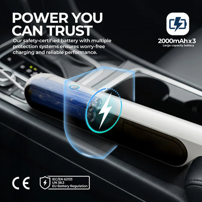Handheld Vacuum Cleaner with LED Light, Portable Car Cordless Vacuum Cleaner with Powerful Suction and 7 Nozzles, Blowing, White