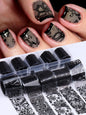 10 Sheets Lace Nail Foil White & Black Nail Stickers Design Transfer Foils Starry Sky Paper Nail Art Foil Decals for Nails Salon