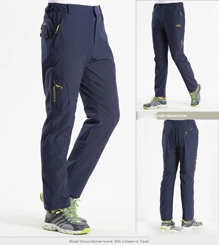 Longe Summer Quick Dry Hiking Pants Men Stretch Waterproof Tactical Pants Zipper Pockets Trousers Lightweight Fishing Pants