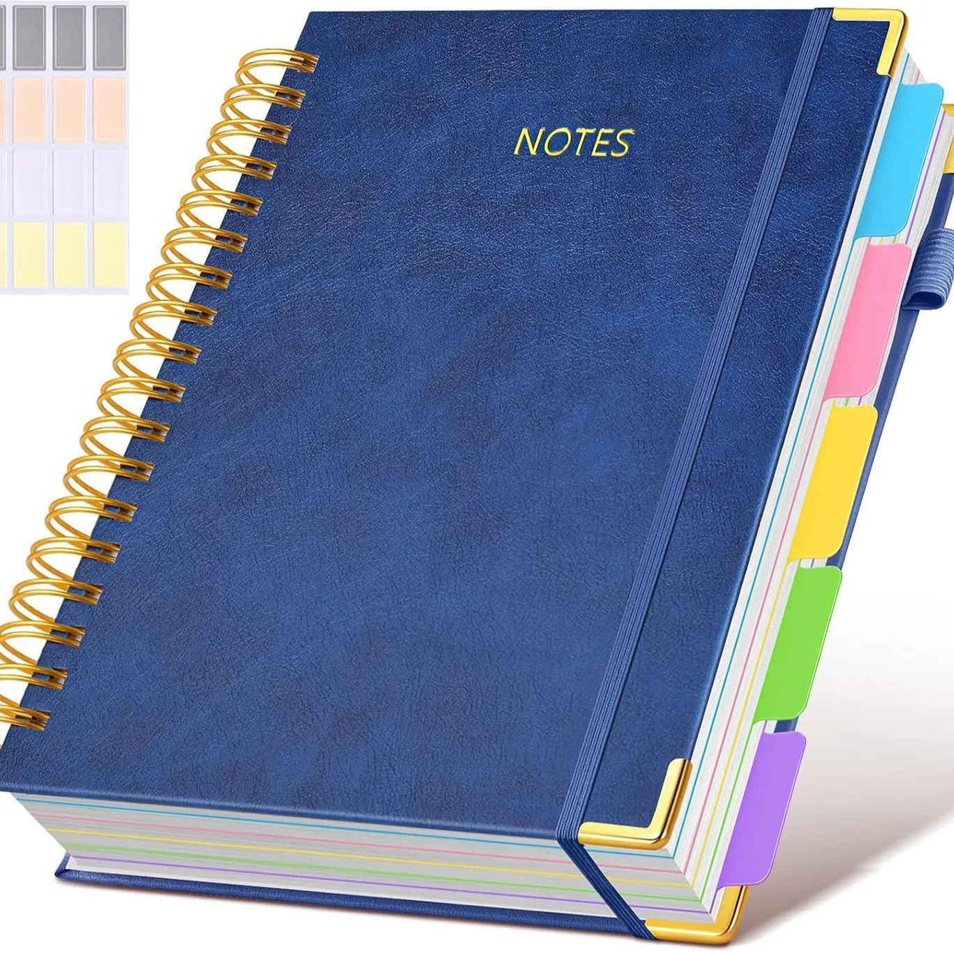 Extra Large Hardcover Spiral Notebook - with Removable Dividers & Tabs, 300 Pages Faux Leather Cover,For School,Office,Planner