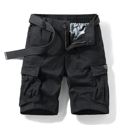 New Summer Men Cotton Multi pockets Cargo Shorts Jogger Loose Pants Man Casual Tooling Shorts Quality Male Shorts Pants NO Belts
