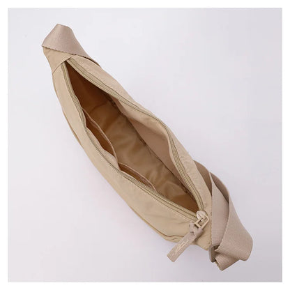 Nylon fabric zipper crossbody bag for men and women, crescent-shaped dumpling bag under the armpits, large capacity