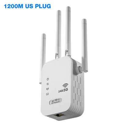 1200Mbps WiFi Repeater Signal Amplifier Dual Band 2.4G 5G WI-FI Signal Booster Long Range WIFI Network Extender for Home Office