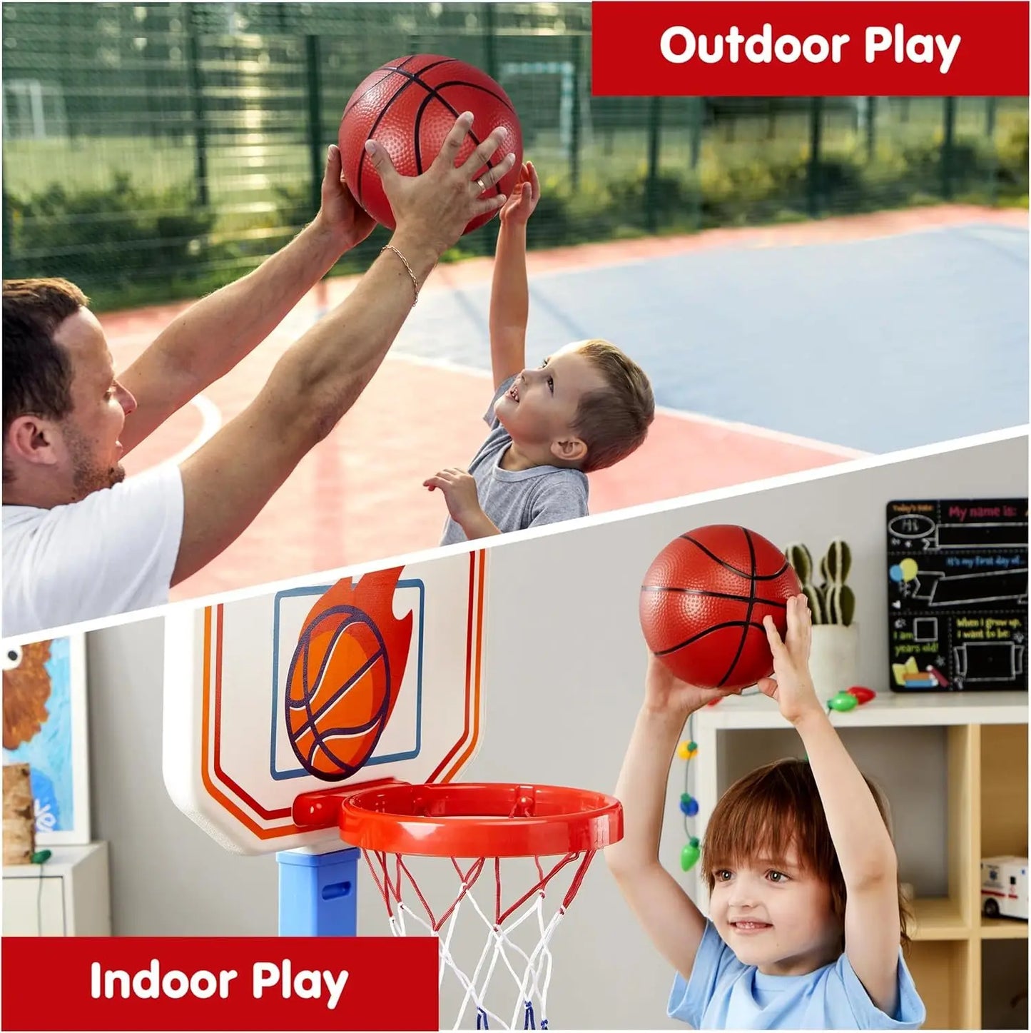 JOYFY Toddler Basketball Arcade Game Set Adjustable Basketball Goal with 4 Balls for Kids IChristmas Birthday Gift