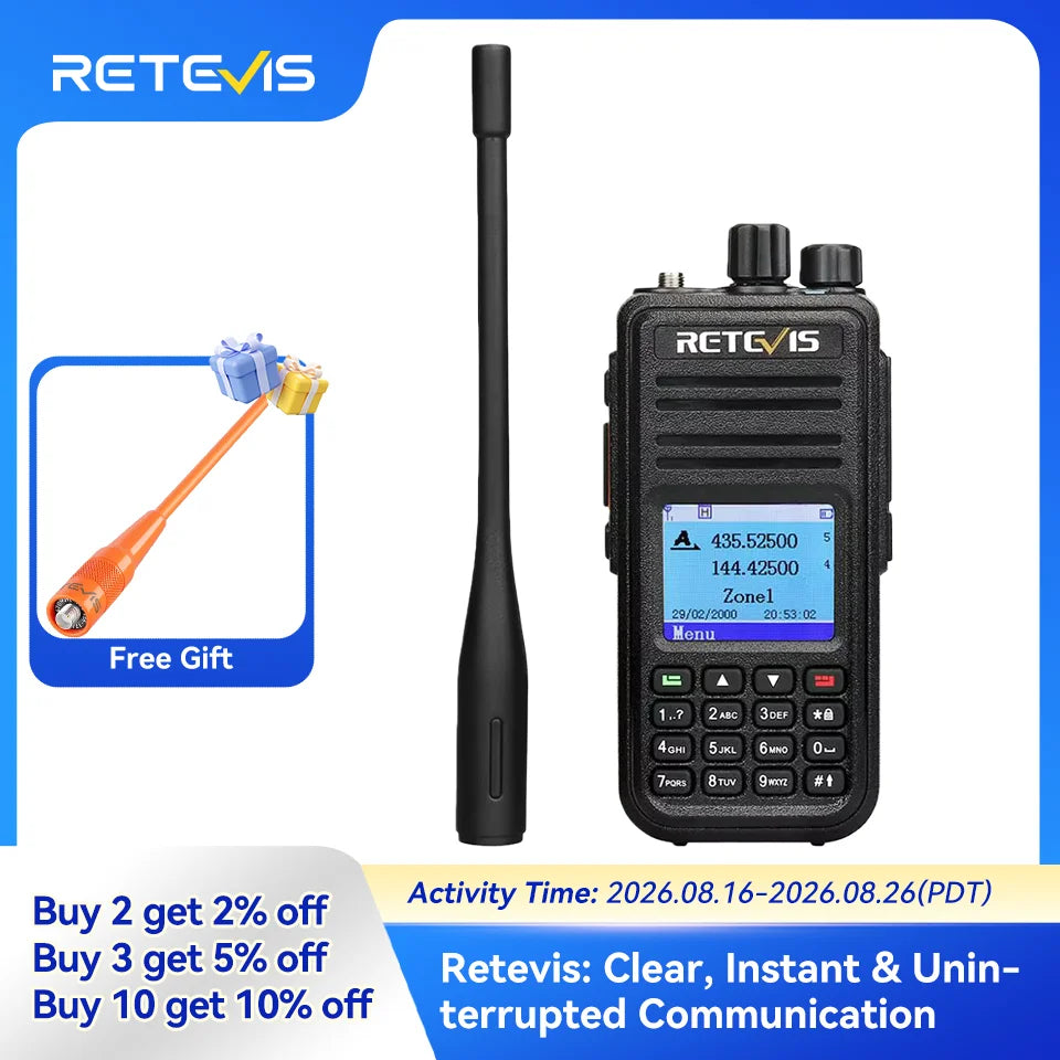 Retevis RT3S Walkie Talkie DMR Radio Long Range Walkie Talkies Camping Ham Radio UHF VHF GPS AES256 Encryption Digital Portable